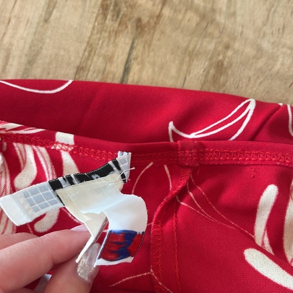 Vintage Red Floral Midi Dress Medium y2k 90s - Picture 6 of 7